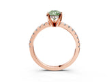 Rose gold Fancy Green Pear Cut Diamond Solitaire Ring with Round  Pavé Band and Four-Prong Setting_39
