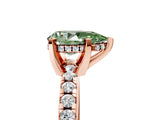 Rose gold Fancy Green Pear Cut Diamond Solitaire Ring with Round  Pavé Band and Four-Prong Setting_41