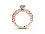 Rose gold Fancy Green Pear Cut Diamond Solitaire Ring with Shared Prong Pavé Band and Four-Prong Setting_61