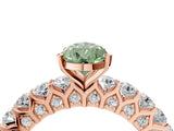 Rose gold Fancy Green Pear Cut Diamond Solitaire Ring with Shared Prong Pavé Band and Four-Prong Setting_62
