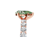 Rose gold Fancy Green Pear Cut Diamond Solitaire Ring with Shared Prong Pavé Band and Four-Prong Setting_63
