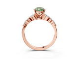 Rose gold Fancy Green Pear Cut Diamond Solitaire Ring with Side Stones and Four-Prong Setting_60