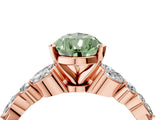 Rose gold Fancy Green Pear Cut Diamond Solitaire Ring with Side Stones and Four-Prong Setting_61