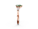 Rose gold Fancy Green Pear  Cut Diamond Solitaire Ring with Tapered Baguette Accents and Four-Prong Setting_77