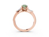 Rose gold Fancy Green Pear  Cut Diamond Solitaire Ring with Tapered Baguette Accents and Four-Prong Setting_78