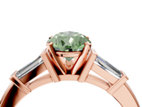 Rose gold Fancy Green Pear  Cut Diamond Solitaire Ring with Tapered Baguette Accents and Four-Prong Setting_79