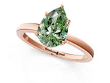 Rose gold Fancy Green Pear Cut Diamond Solitaire Ring with Thin Band and Prong Setting_13