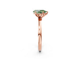 Rose gold Fancy Green Pear Cut Diamond Solitaire Ring with Thin Band and Prong Setting_14
