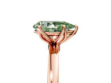 Rose gold Fancy Green Pear Cut Diamond Solitaire Ring with Thin Band and Prong Setting_17