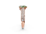 Rose gold Fancy Green Pear Cut Diamond Solitaire Ring with Three-Row Pavé Band and Four-Prong Setting_39