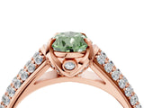 Rose gold Fancy Green Pear Cut Diamond Solitaire Ring with Three-Row Pavé Band and Four-Prong Setting_41