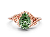 Rose gold Fancy Green Pear Cut Diamond Solitaire Ring with Twist Band and Four-Prong Setting_71