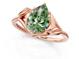 Rose gold Fancy Green Pear Cut Diamond Solitaire Ring with Twist Band and Four-Prong Setting_72