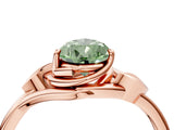 Rose gold Fancy Green Pear Cut Diamond Solitaire Ring with Twist Band and Four-Prong Setting_75