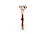 Rose gold Fancy Green Pear Cut Diamond Solitaire Twist Band Prong Setting Ring_57