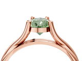 Rose gold Fancy Green Pear Cut Diamond Solitaire Twist Band Prong Setting Ring_59