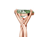 Rose gold Fancy Green Pear Cut Diamond Solitaire Twist Band Prong Setting Ring_60