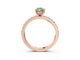 Rose gold Fancy Green Pear  Cut Diamond Solitaire with Pave Band and Four-Prong Setting 4