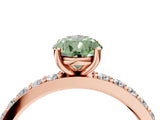 Rose gold Fancy Green Pear  Cut Diamond Solitaire with Pave Band and Four-Prong Setting 5