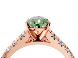 Rose gold Fancy Green Pear  Cut Diamond Solitaire with Pave Band and Four-Prong Setting_117