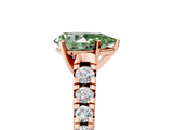 Rose gold Fancy Green Pear  Cut Diamond Solitaire with Pave Band and Four-Prong Setting_118