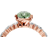 Rose gold Fancy Green Pear Cut Diamond Solitaire with Side Stones, Pave Band, Four-Prong Setting_75