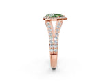 Rose gold Fancy Green Pear Cut Diamond Split Shank Halo Ring with Four-Prong Setting_66