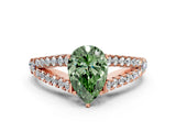 Rose gold Fancy Green Pear Cut Diamond Split Shank Pavé Engagement Ring with Four-Prong Setting_60