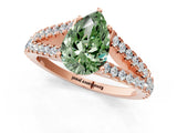 Rose gold Fancy Green Pear Cut Diamond Split Shank Pavé Engagement Ring with Four-Prong Setting_61