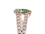 Rose gold Fancy Green Pear Cut Diamond Split Shank Pavé Engagement Ring with Four-Prong Setting_65
