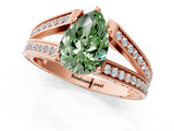Rose gold Fancy Green Pear Cut Diamond Split Shank Ring with Pavé Band and Four-Prong Setting_45