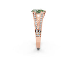 Rose gold Fancy Green Pear Cut Diamond Split Shank Ring with Pavé Band and Four-Prong Setting_46