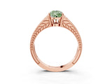 Rose gold Fancy Green Pear Cut Diamond Split Shank Ring with Pavé Band and Four-Prong Setting_47