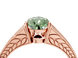 Rose gold Fancy Green Pear Cut Diamond Split Shank Ring with Pavé Band and Four-Prong Setting_48
