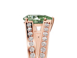 Rose gold Fancy Green Pear Cut Diamond Split Shank Ring with Pavé Band and Four-Prong Setting_49