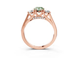 Rose gold Fancy Green Pear Cut Diamond Three-Stone Engagement Ring with Prong Setting and Pavé Band_3