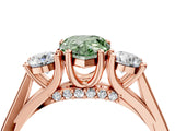 Rose gold Fancy Green Pear Cut Diamond Three-Stone Engagement Ring with Prong Setting and Pavé Band_4