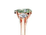 Rose gold Fancy Green Pear Cut Diamond Three-Stone Engagement Ring with Prong Setting and Pavé Band_5