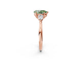 Rose gold Fancy Green Pear Cut Diamond Three-Stone Ring with Pear Side Stones and Four-Prong Setting_85