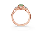 Rose gold Fancy Green Pear Cut Diamond Three-Stone Ring with Pear Side Stones and Four-Prong Setting_86