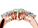 Rose gold Fancy Green Pear Cut Diamond Three-Stone Ring with Prong Setting and Classic Band_103