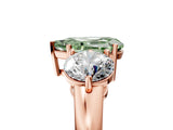 Rose gold Fancy Green Pear Cut Diamond Three-Stone Ring with Prong Setting and Classic Band_104