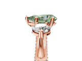 Rose gold Fancy Green Pear Cut Diamond Three-Stone Ring with Prong Setting and Pavé Band_5