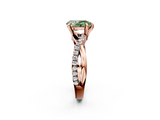 Rose gold Fancy Green Pear  Cut Diamond Twist Band Solitaire with Prong Setting_45
