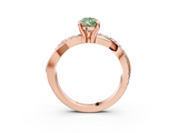 Rose gold Fancy Green Pear  Cut Diamond Twist Band Solitaire with Prong Setting_46