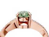Rose gold Fancy Green Pear  Cut Diamond Twisted Band Engagement Ring with Prong Setting_7