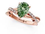 Rose gold Fancy Green Pear  Cut Diamond Twisted Band with Pavé Setting and Four-Prong Setting_21