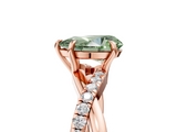 Rose gold Fancy Green Pear  Cut Diamond Twisted Band with Pavé Setting and Four-Prong Setting_25