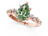 Rose gold Fancy Green Pear  Cut Diamond Vine Band with Four-Prong Setting_72