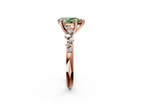 Rose gold Fancy Green Pear  Cut Diamond Vine Band with Four-Prong Setting_73